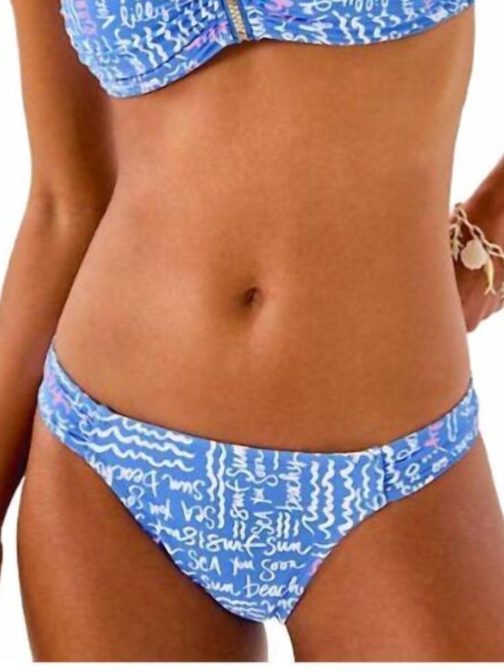NWT Lilly Pulitzer Clancy Bikini Bottom in Sunwashed Blue Seacrets, Size 2
